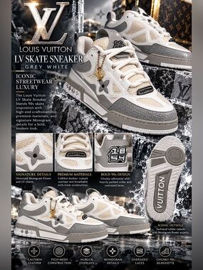 Louis Vuitton LV Skate Sneaker in the Grey White🔥New! Size: 12